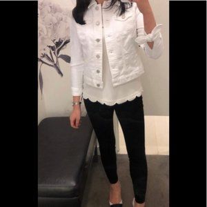 Ann Taylor Petite Tie Sleeve Denim Jacket